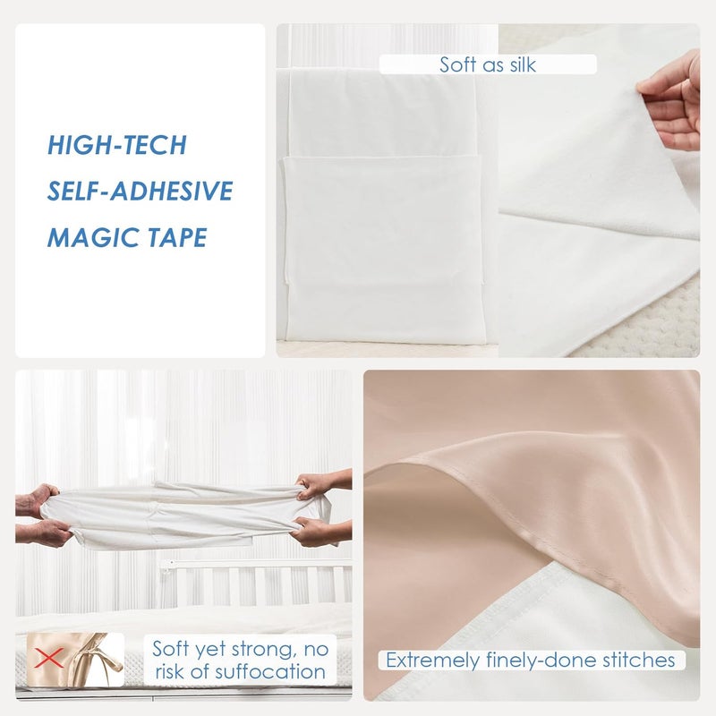 PROMEED 100% Mulberry Silk Bassinet Sleeve Sheet for Baby Hairloss and Bald Spot, Oeko-TEX Certified 23 Momme Silk Dinosaur Crib Sheets for Baby Boys (White Dinosaur) - Image 4